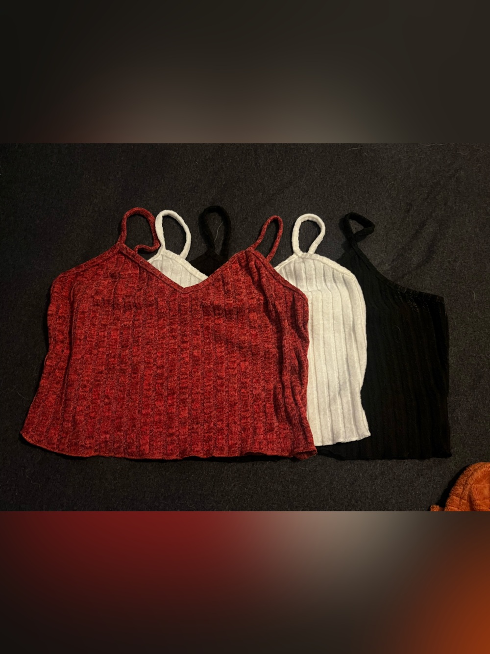 SHEIN 3-Pack Ribbed Cami Tank Tops - Red, White, Black